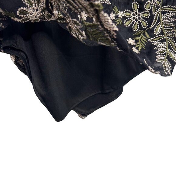 VTG 90s Alfani Black White‎ Floral Design Asymmetric Hem Dress Whimsigoth Sz16 - Picture 7 of 9